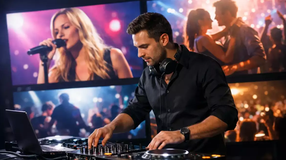 DJ met videoclips op scherm boeken?